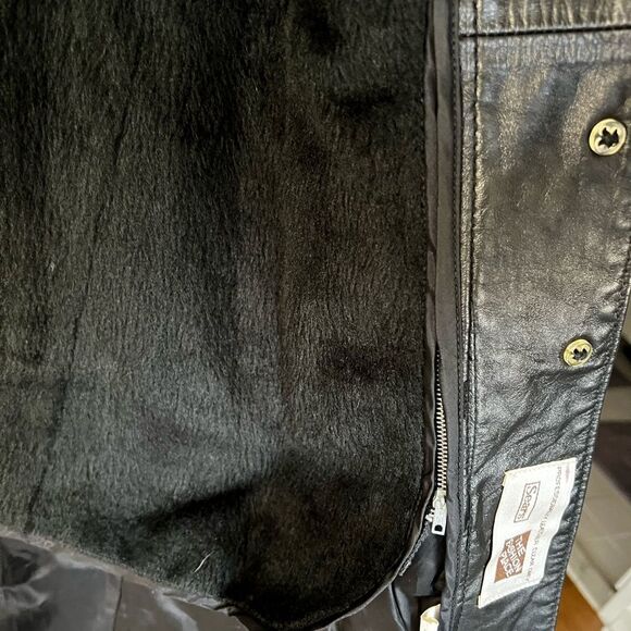 Sears Black Vintage Long Leather Coat Small - Picture 6 of 15